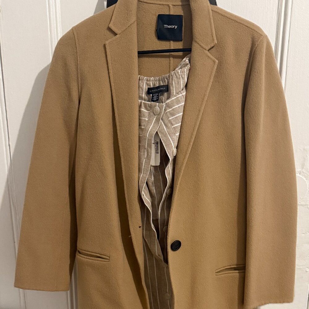 Theory Wool/Cashmere Tan Blazer Coat, small